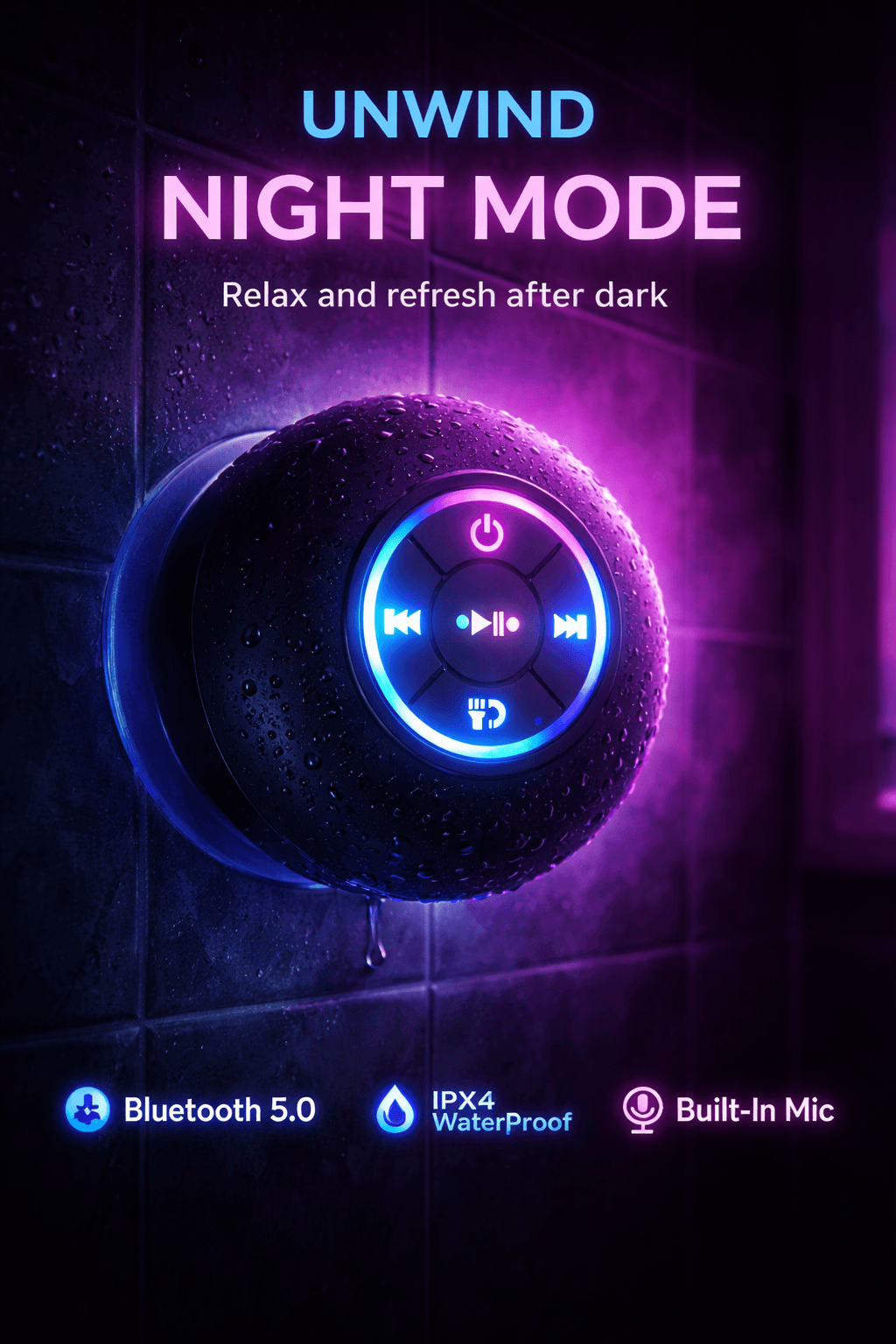 Dardanai Shower Speaker — Night Mode